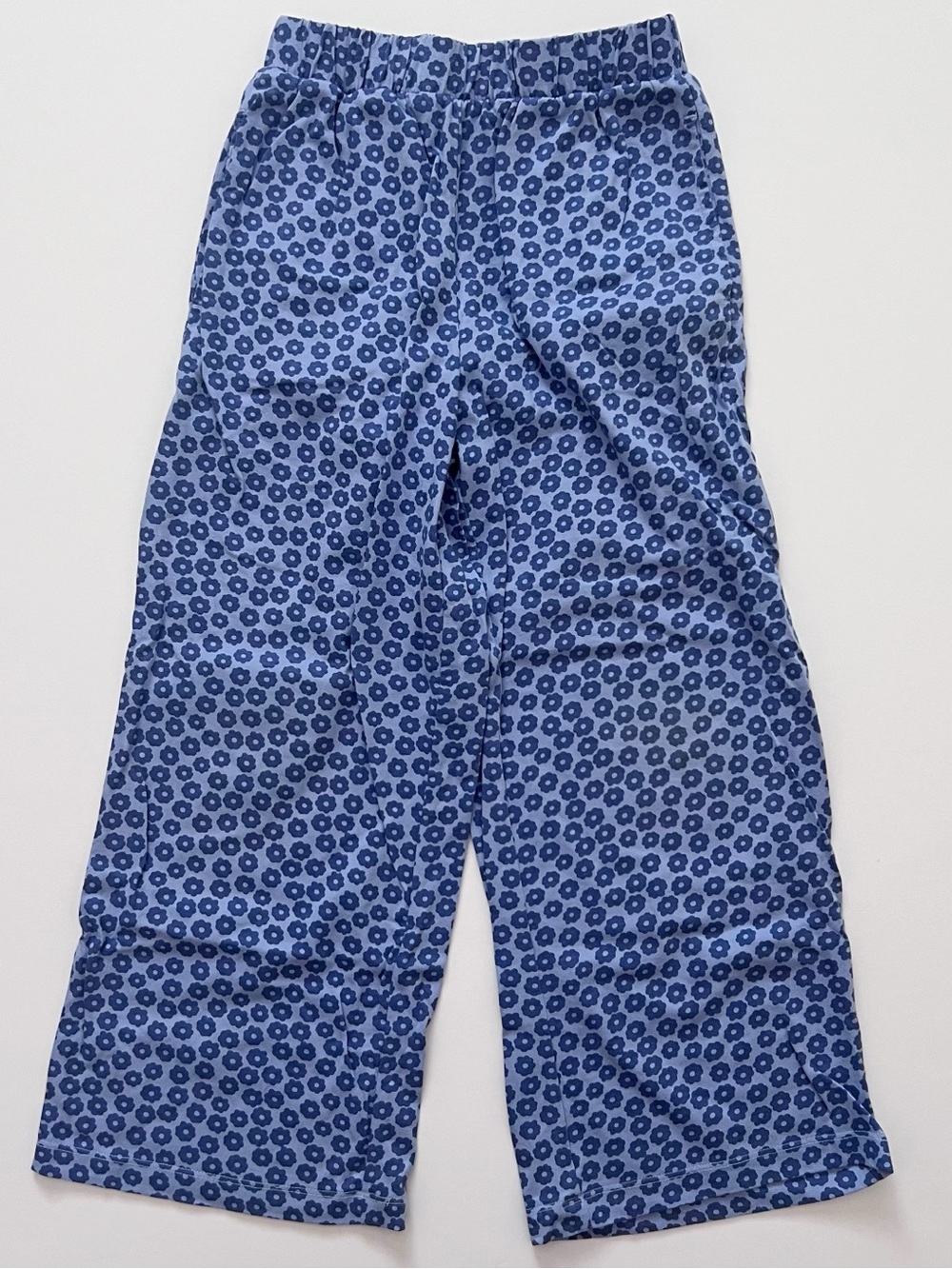 Hanna Andersson Kids Blue Floral Print Pull-On Pants 8Y